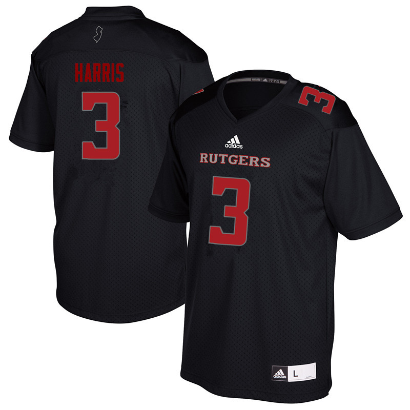 Men #3 Jawuan Harris Rutgers Scarlet Knights College Football Jerseys Sale-Black